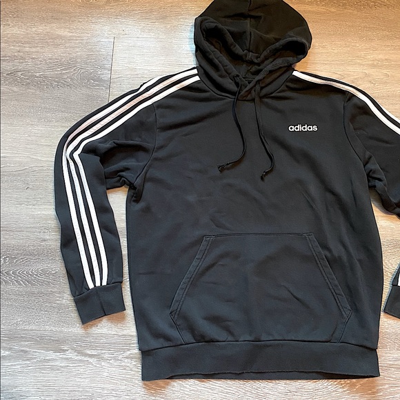 adidas Tops - ADIDAS || Essential 3-Stripes Hoodie | Size Large | Unisex | Black + White
